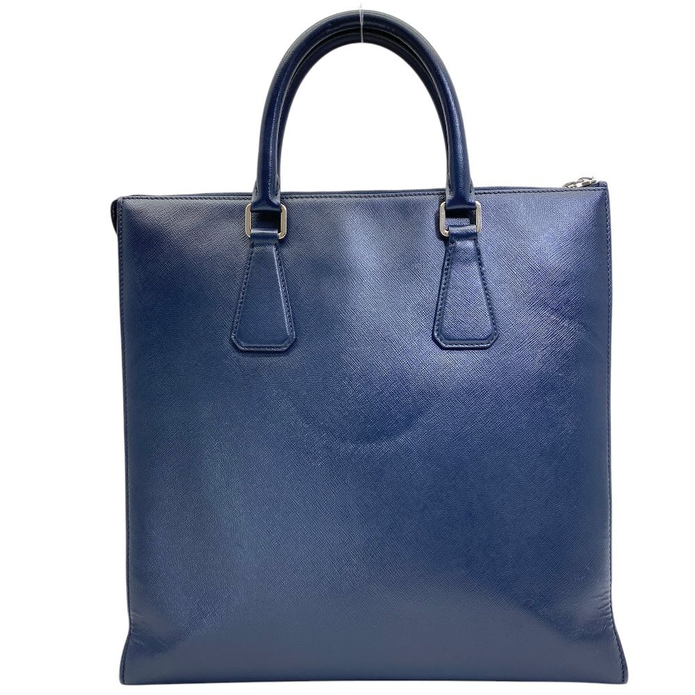 Prada Business Tote Triangle Logo Saffiano Leather Navy Capacity Easy to Use