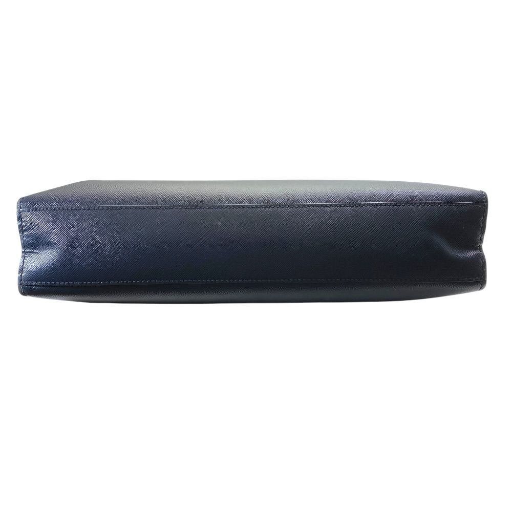 Prada Business Tote Triangle Logo Saffiano Leather Navy Capacity Easy to Use