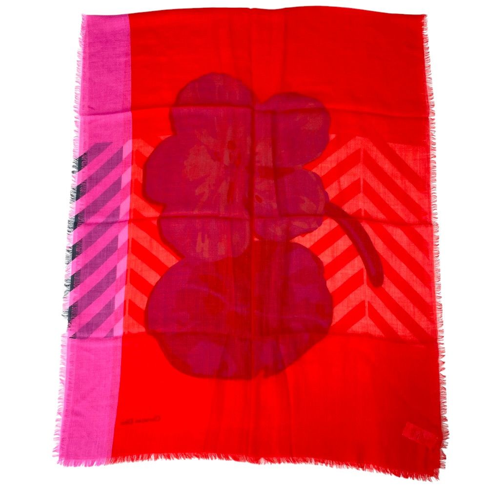 Dior Scarf Shawl Large Flower Red Cashmere Coordination Arrangement Neck Cover