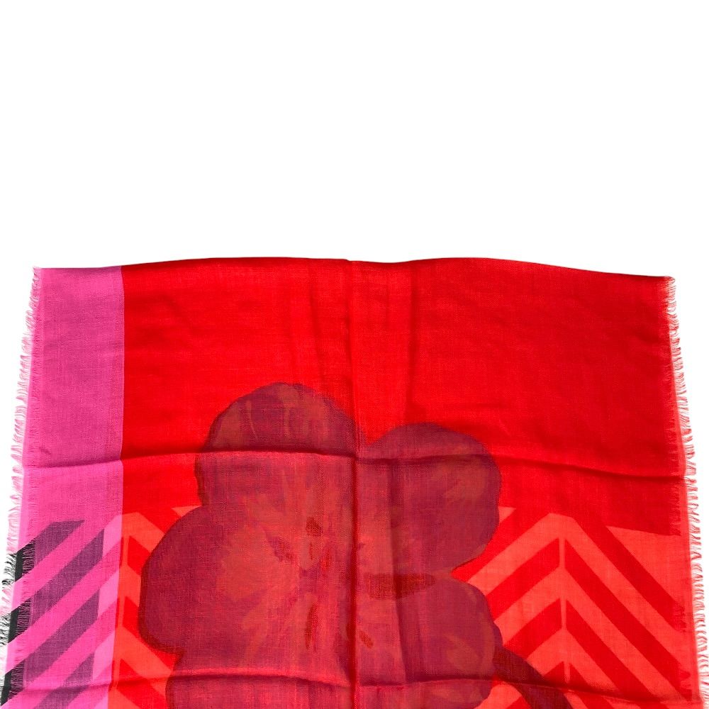 Dior Scarf Shawl Large Flower Red Cashmere Coordination Arrangement Neck Cover