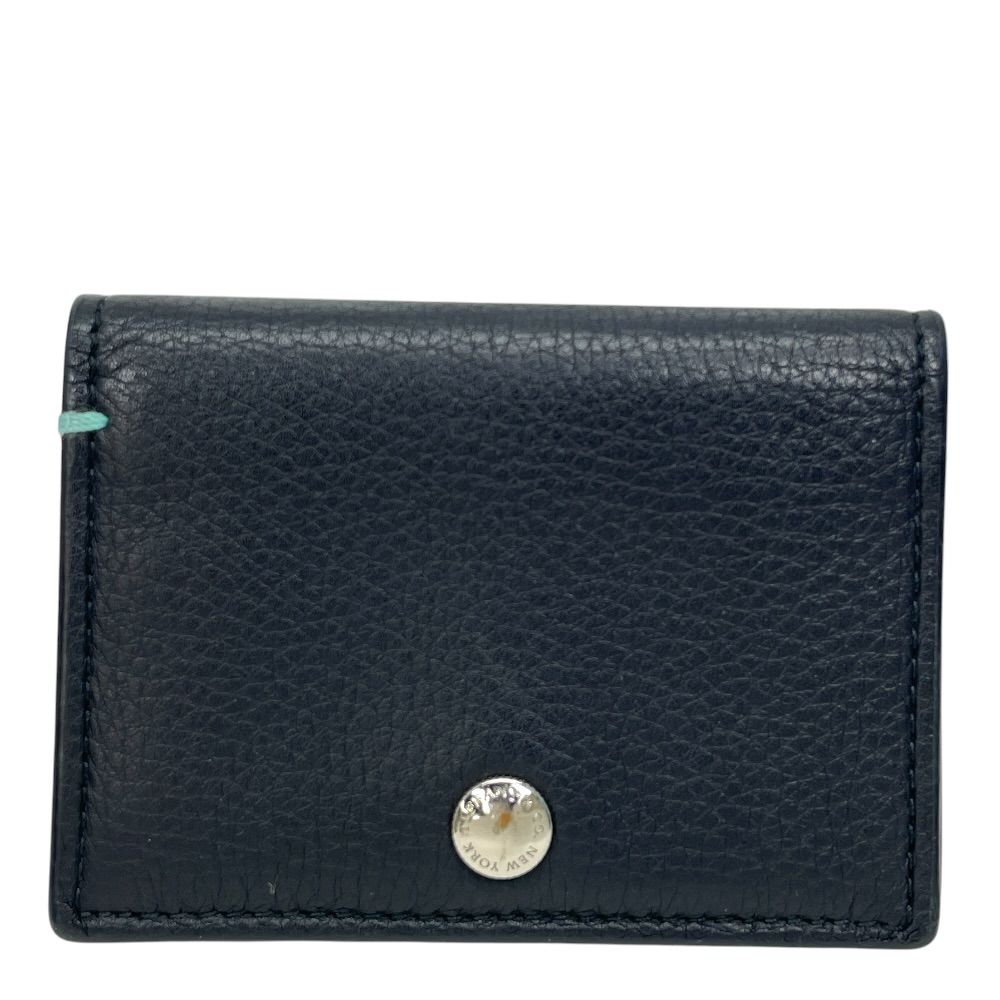 Tiffany & Co Vertical Fold Card Case Business Holder Regular Era Bifold Leather