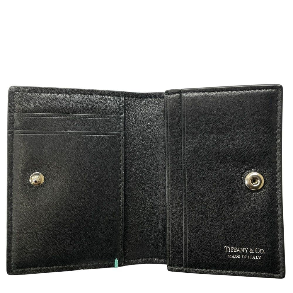 Tiffany & Co Vertical Fold Card Case Business Holder Regular Era Bifold Leather