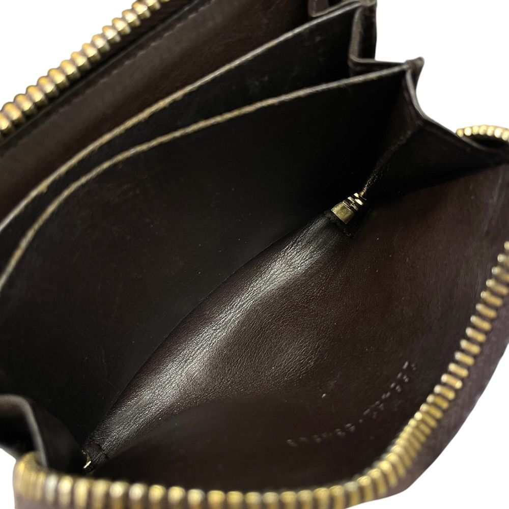 Gucci Guccissima Coin Purse Card Case Zip Around GG Logo Leather Dark Brown