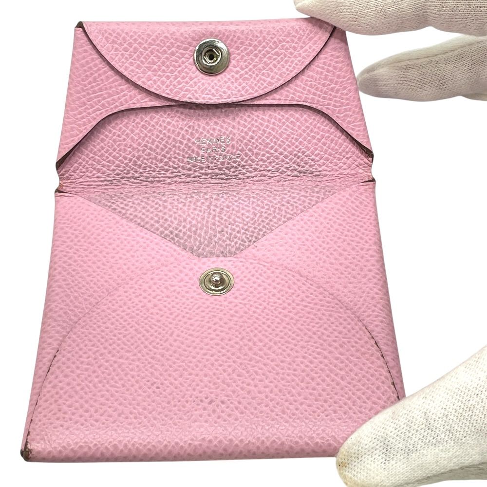 Hermes Bastia Coin Purse Leather Pink