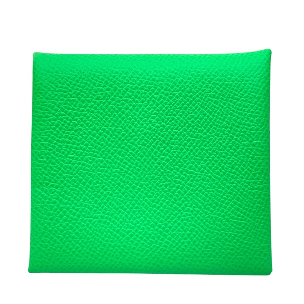 Hermes Bastia Coin Purse Leather Green Simple Daily Use