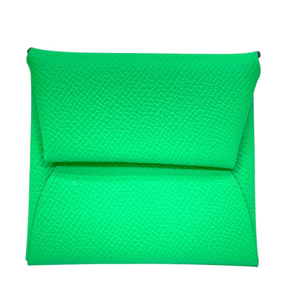 Hermes Bastia Coin Purse Leather Green Simple Daily Use