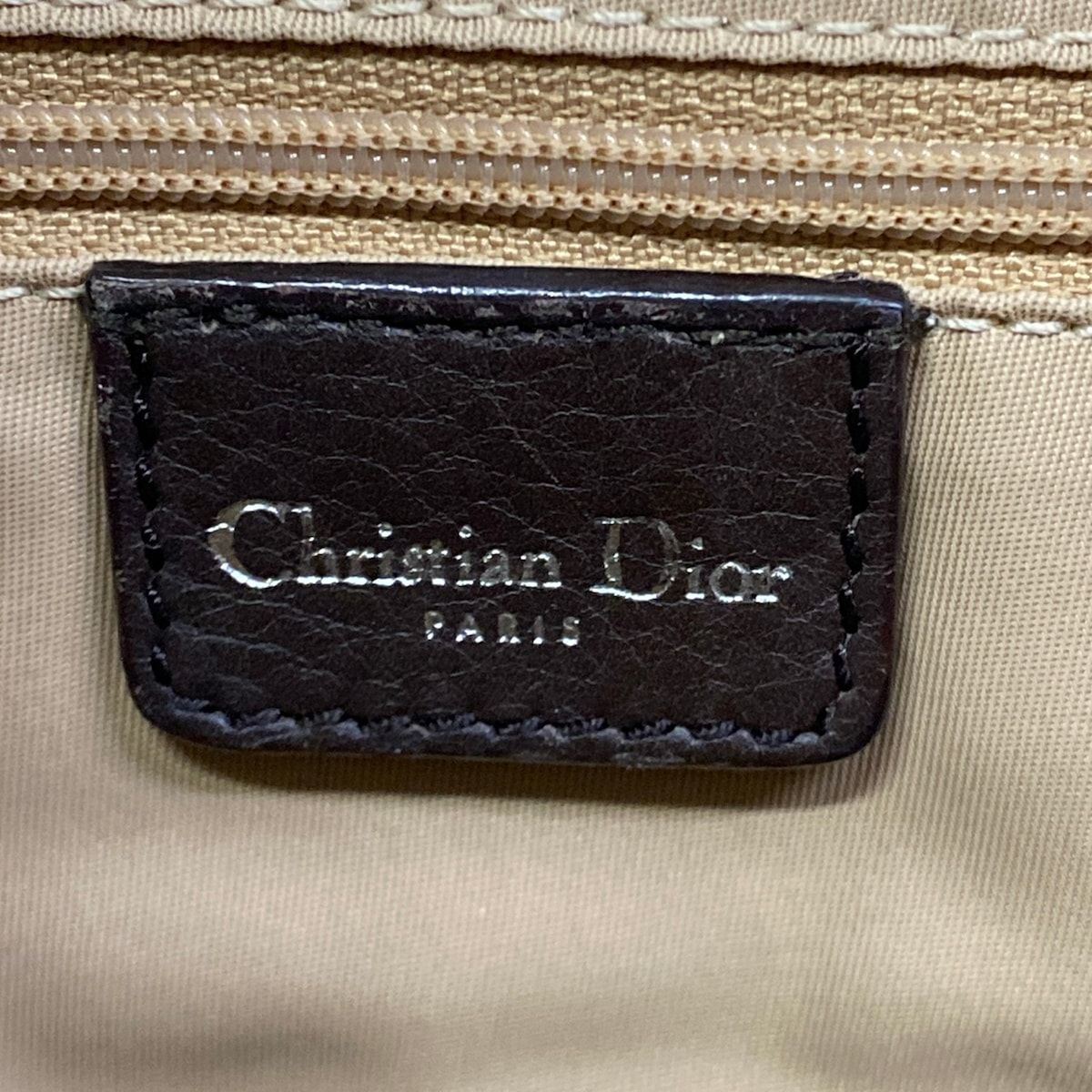 Dior Shoulder Bag Street Chic Logo Glam Beige Dark Brown Leather
