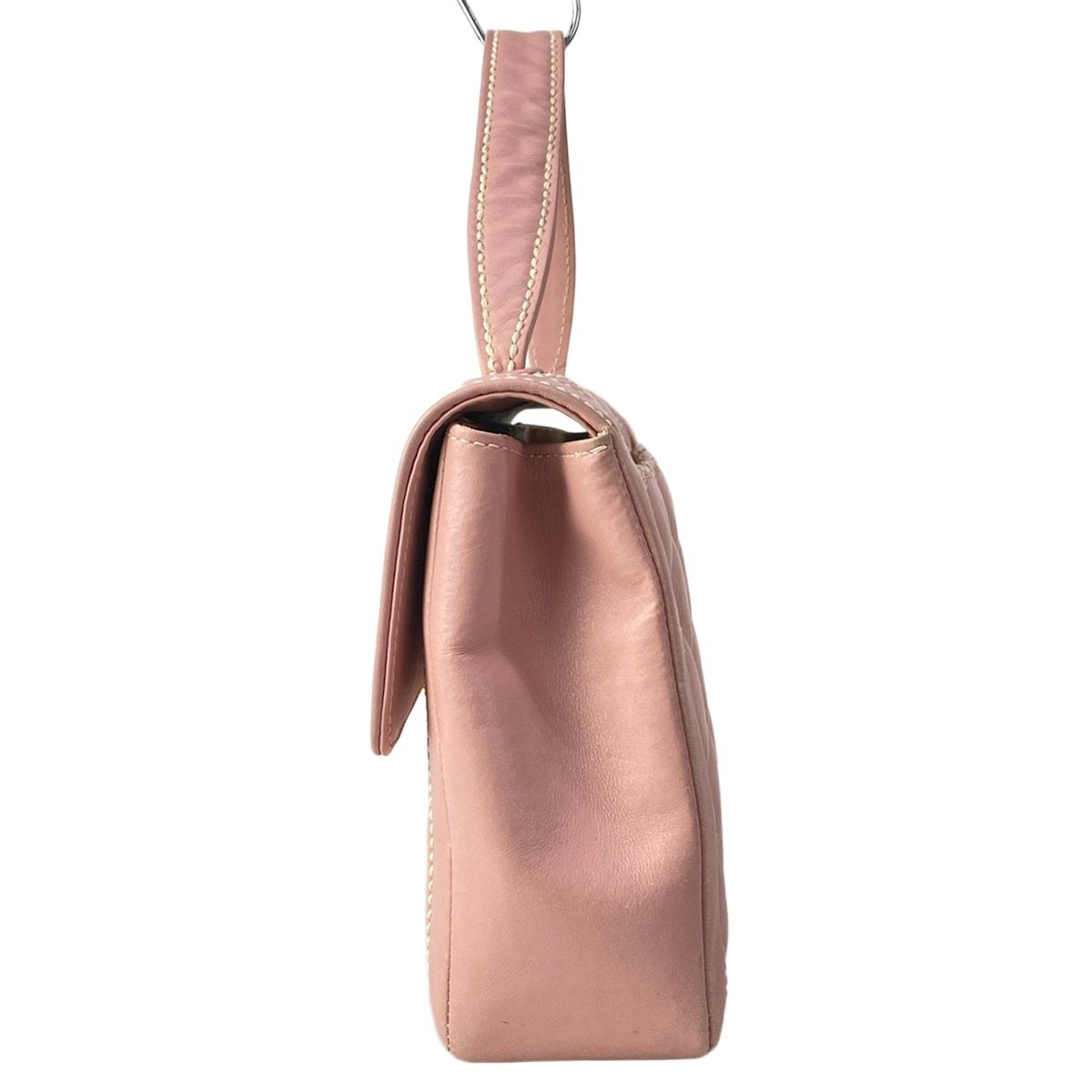 Chanel Handbag Wild Stitch Pink Gold Turnlock Flap Bag Lambskin