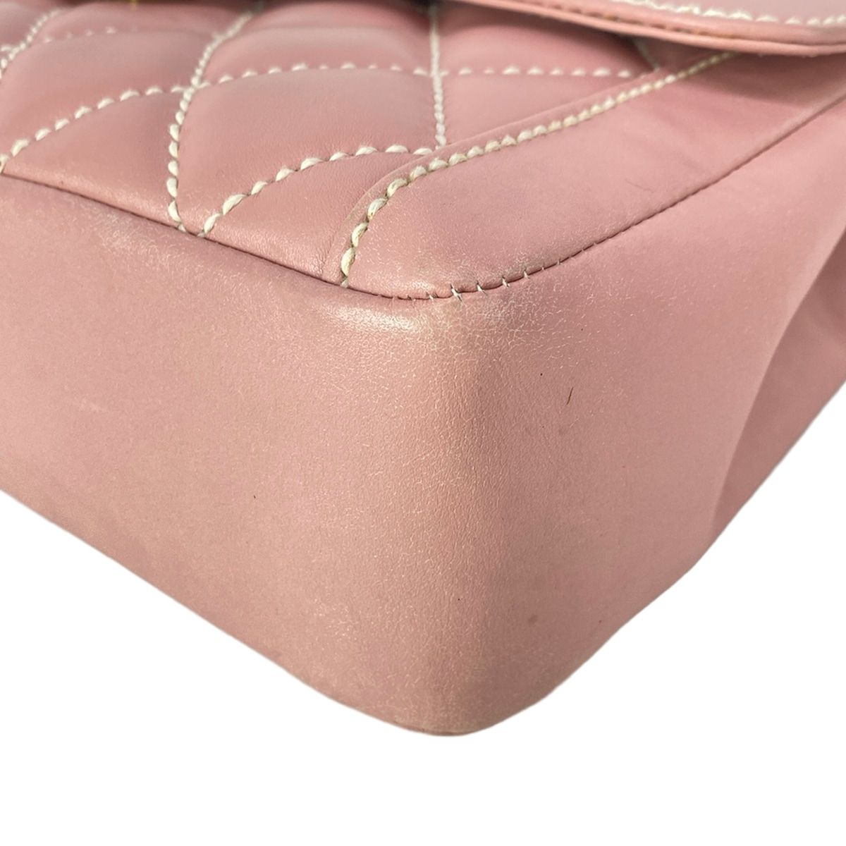 Chanel Handbag Wild Stitch Pink Gold Turnlock Flap Bag Lambskin