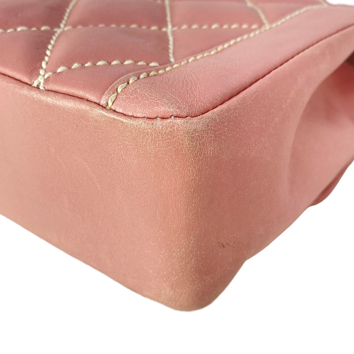 Chanel Handbag Wild Stitch Pink Gold Turnlock Flap Bag Lambskin