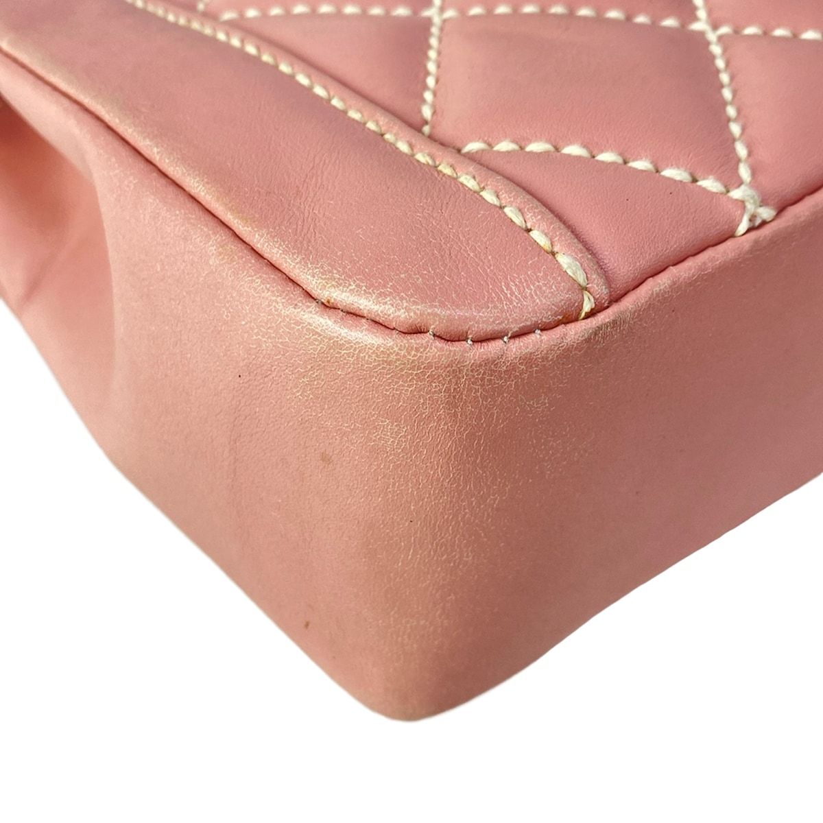 Chanel Handbag Wild Stitch Pink Gold Turnlock Flap Bag Lambskin