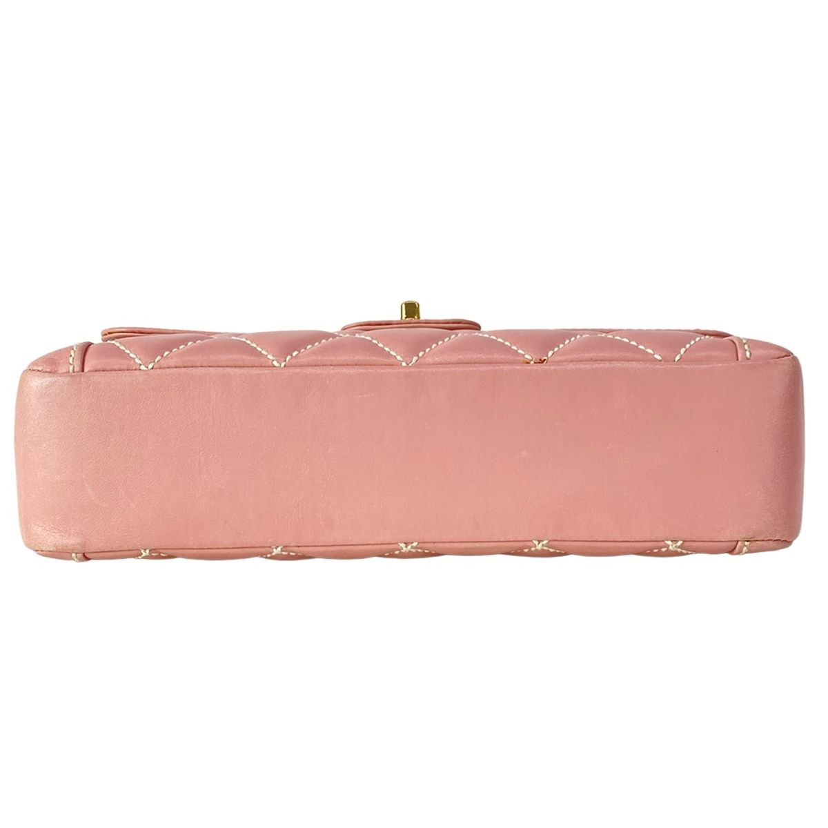Chanel Handbag Wild Stitch Pink Gold Turnlock Flap Bag Lambskin