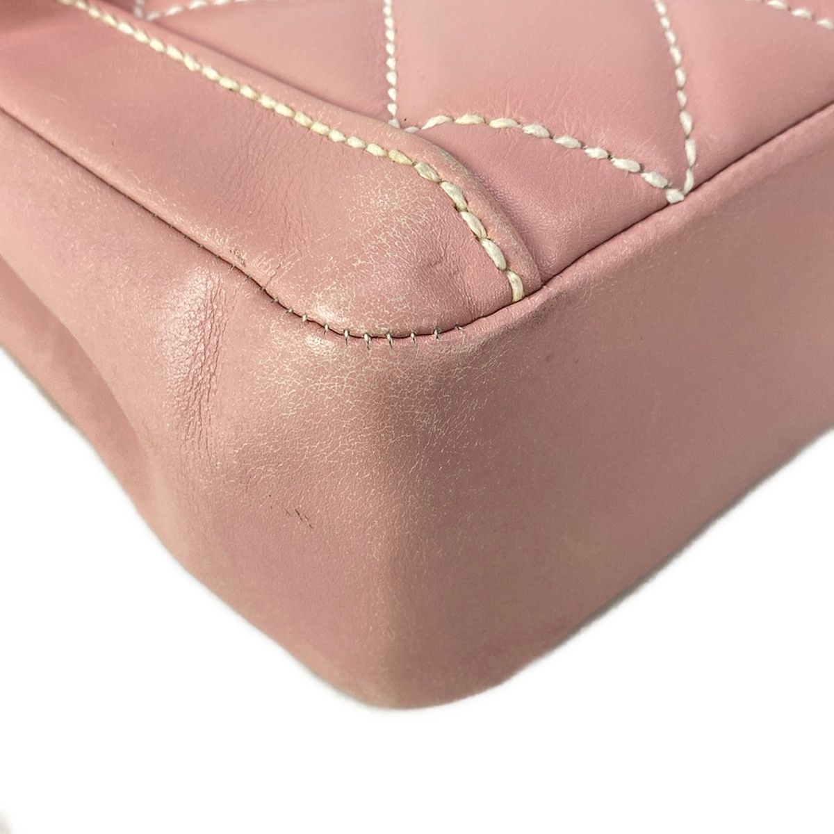 Chanel Handbag Wild Stitch Pink Gold Turnlock Flap Bag Lambskin
