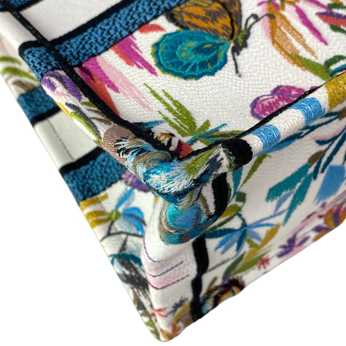Dior Tote Book Vintage Small White Blue Multi