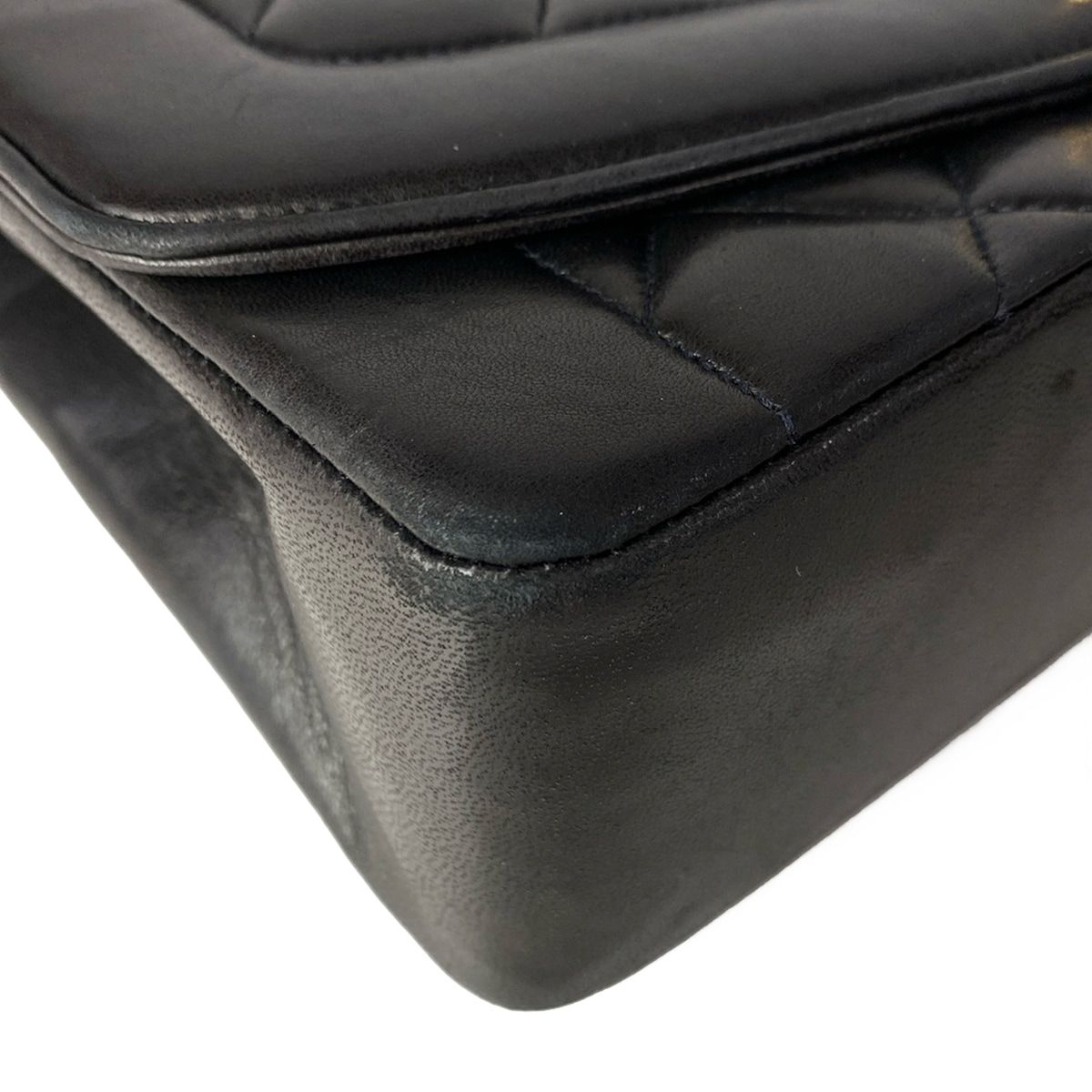 Chanel Shoulder Bag Diana Flap Quilted Black Chain Gold Lambskin
