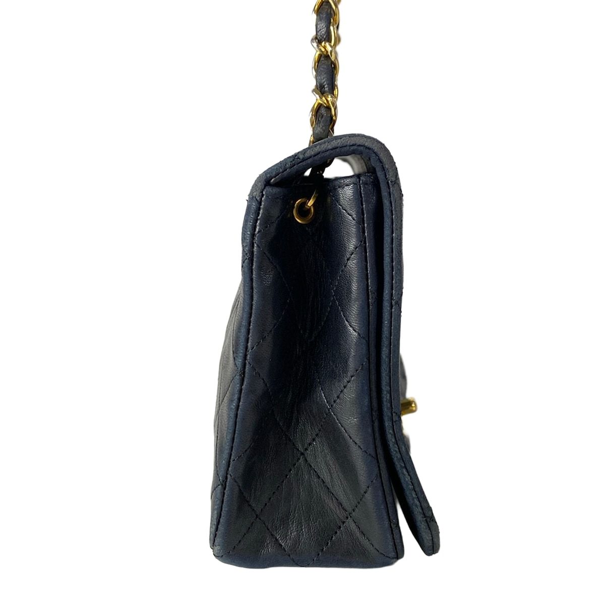 Chanel Shoulder Bag Single Flap Quilted Black Chain Gold Lambskin