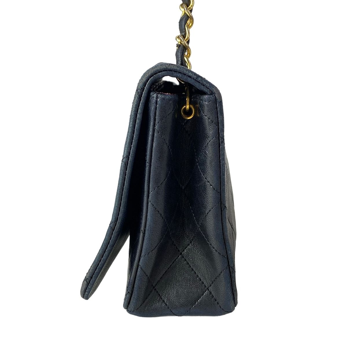 Chanel Shoulder Bag Single Flap Quilted Black Chain Gold Lambskin