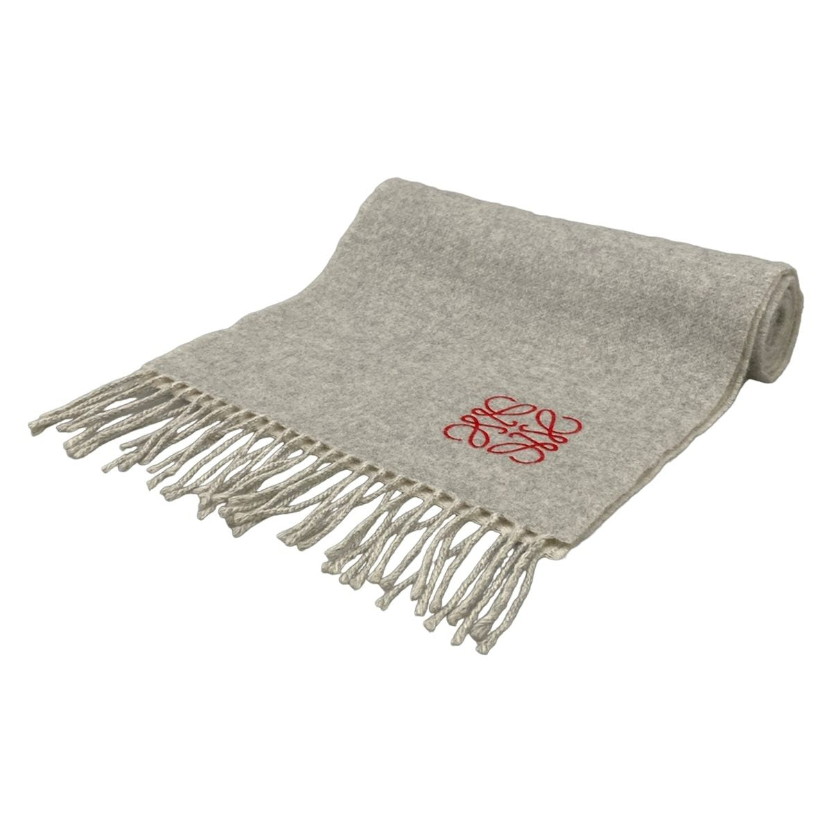 Loewe Scarf Light Gray Ivory Wool Cashmere