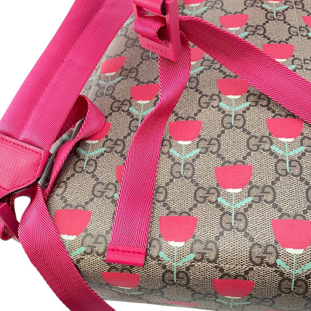 Gucci Backpack Flower Print Children's GG Supreme Leather Kids Kim Seung Young