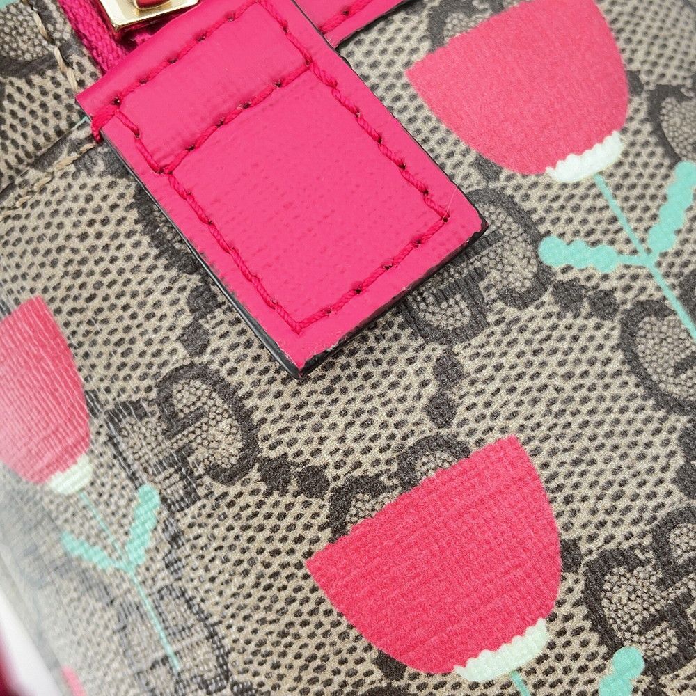 Gucci Backpack Flower Print Children's GG Supreme Leather Kids Kim Seung Young
