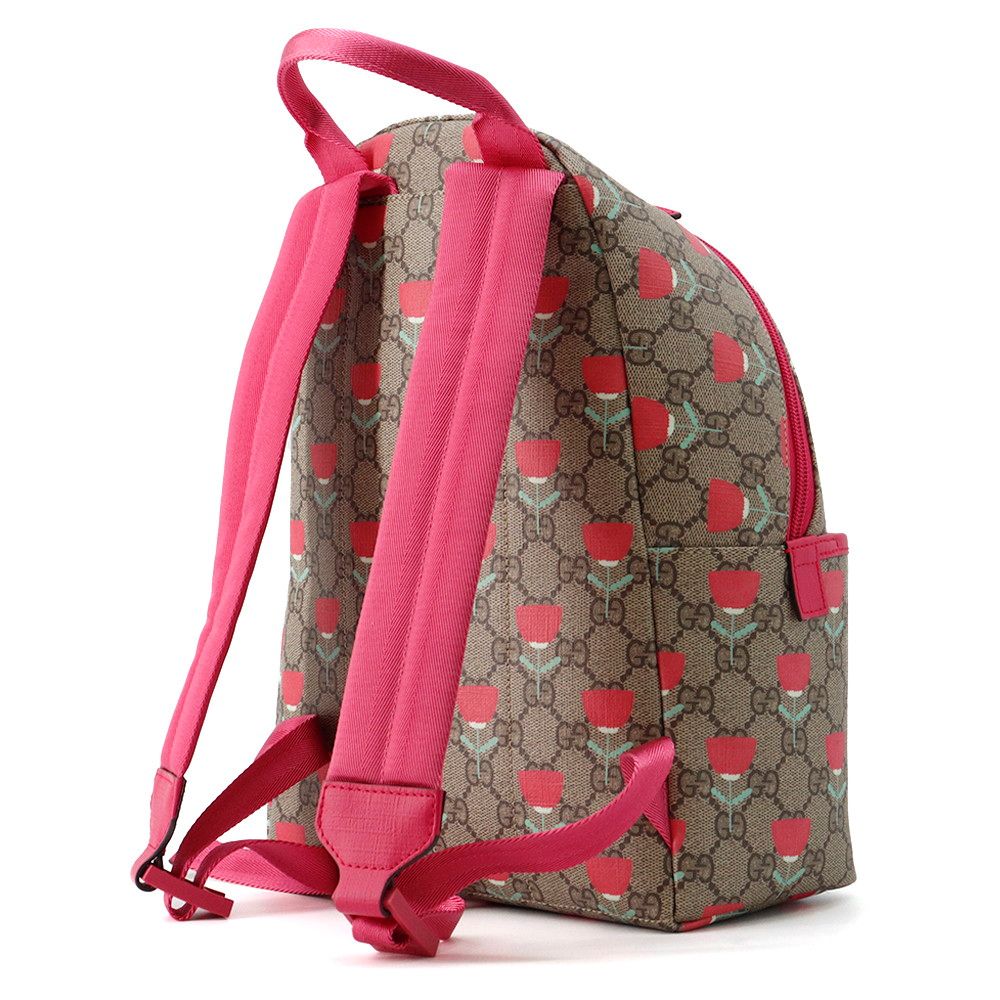 Gucci Backpack Flower Print Children's GG Supreme Leather Kids Kim Seung Young