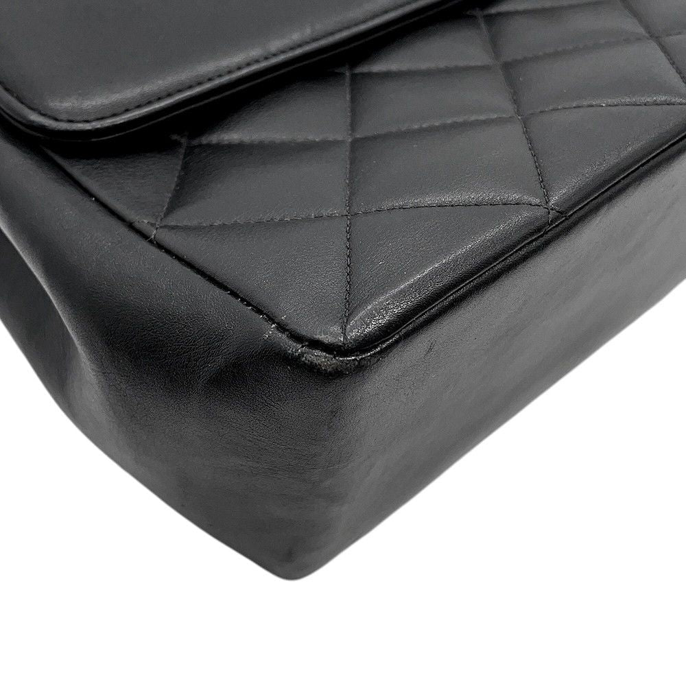 Chanel Chain Shoulder Bag Quilted CC Logo Jumbo CC Double Caviar Leather Black