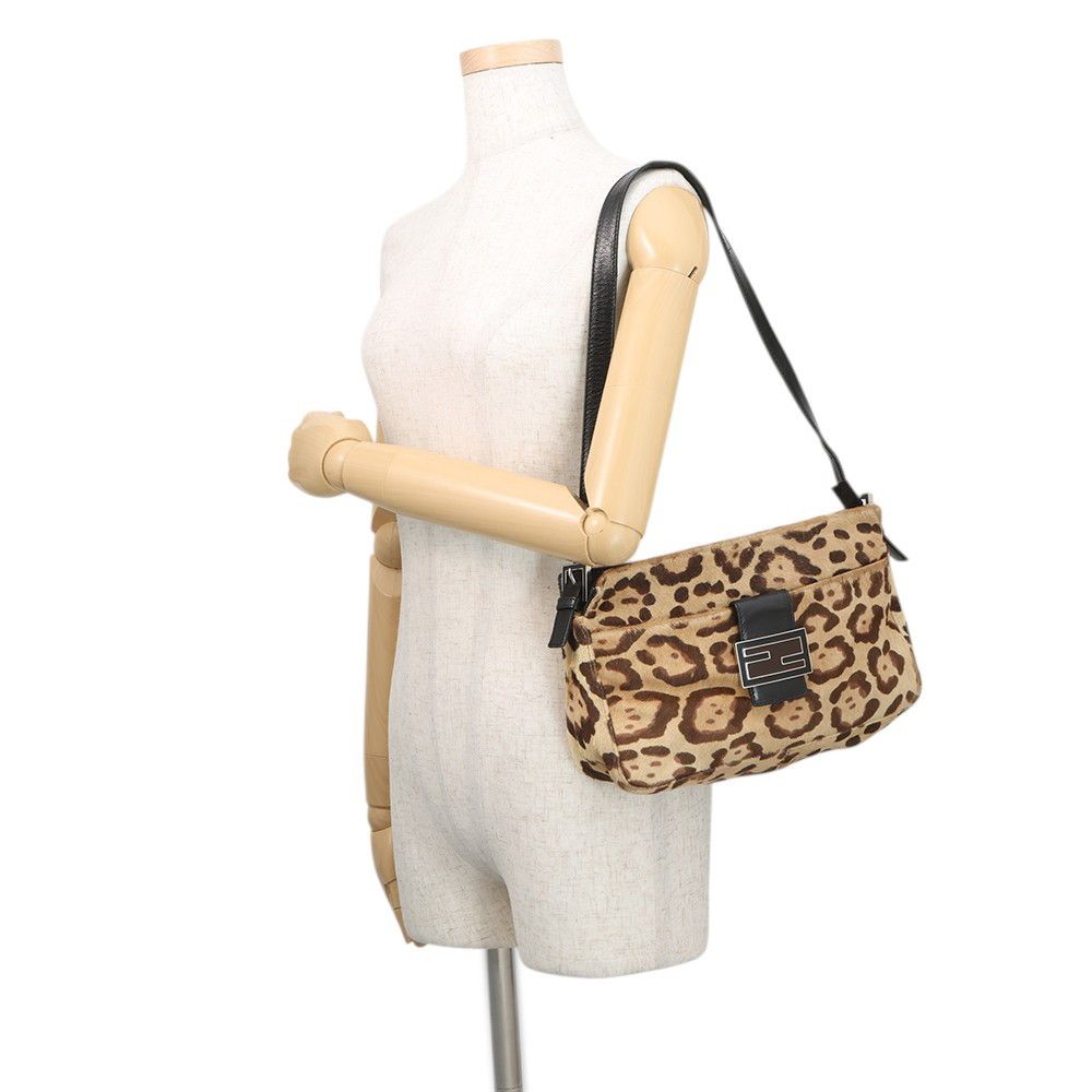 Fendi Shoulder Bag FF Leopard Calf Hair Leather