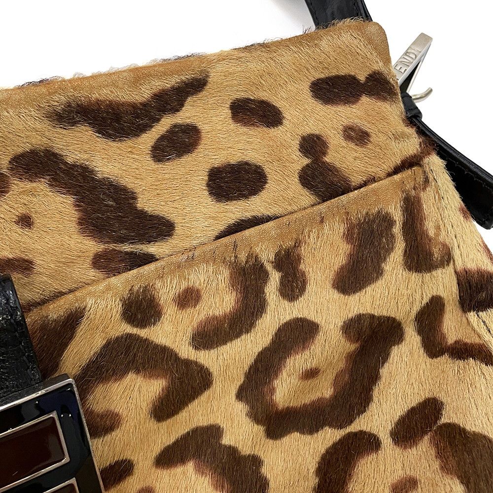 Fendi Shoulder Bag FF Leopard Calf Hair Leather