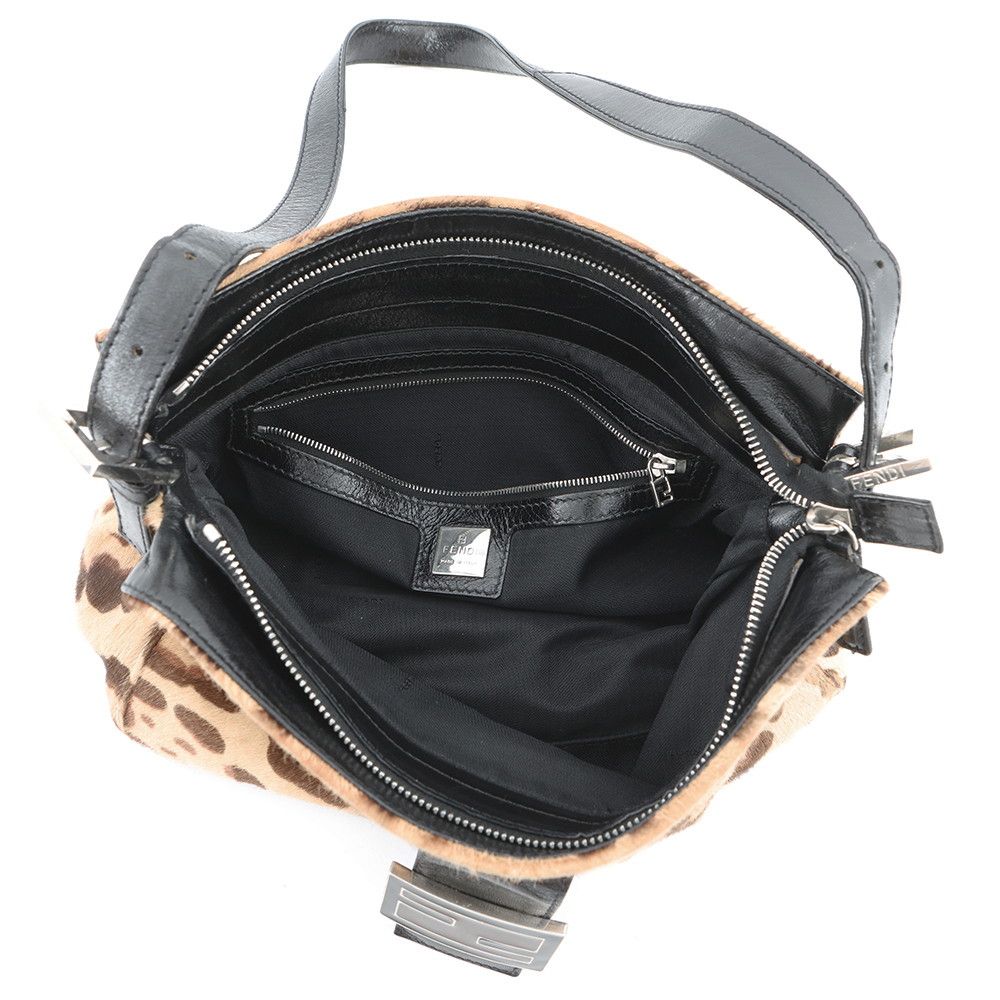 Fendi Shoulder Bag FF Leopard Calf Hair Leather