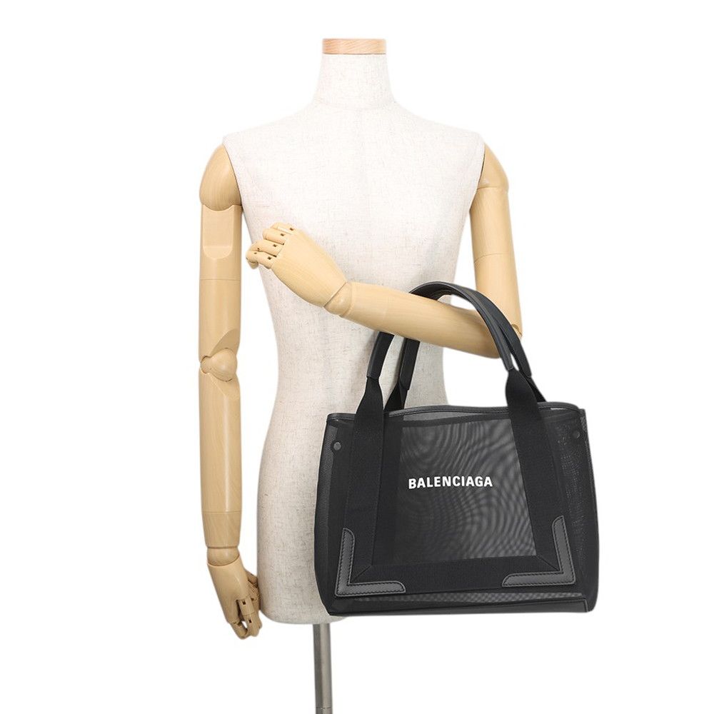 Balenciaga Tote Navy Cabas S Mesh Small Black
