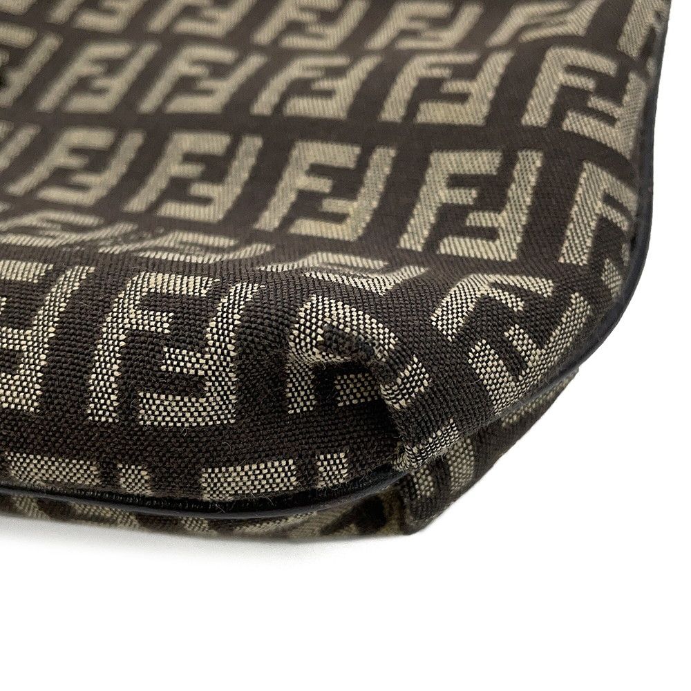 Fendi Shoulder Bag Zucchino Mamma Bucket Canvas Leather Zucca