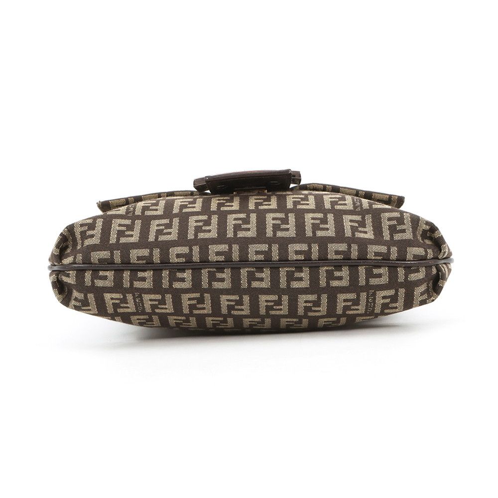 Fendi Shoulder Bag Zucchino Mamma Bucket Canvas Leather Zucca