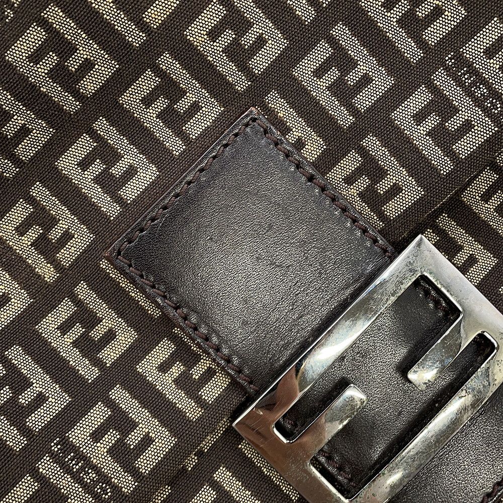 Fendi Shoulder Bag Zucchino Mamma Bucket Canvas Leather Zucca