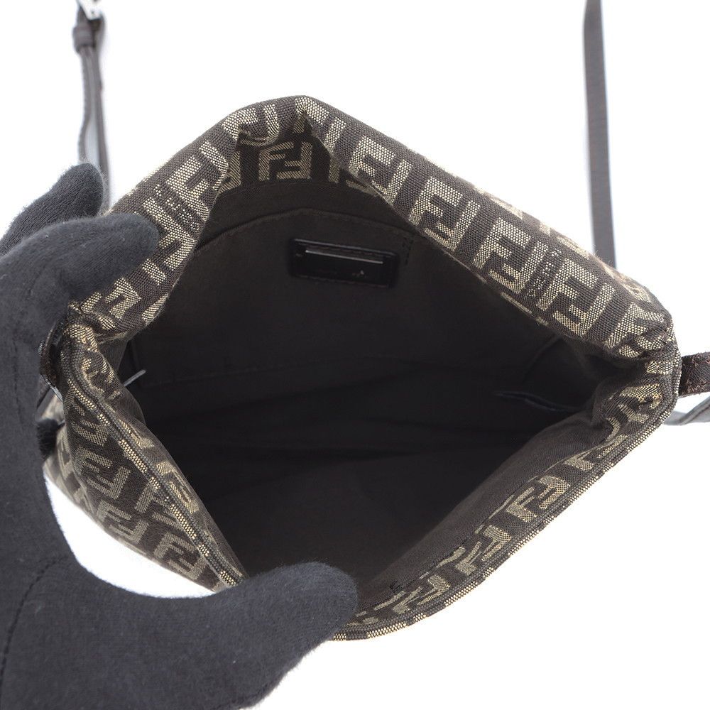 Fendi Shoulder Bag Zucchino Mamma Bucket Canvas Leather Zucca