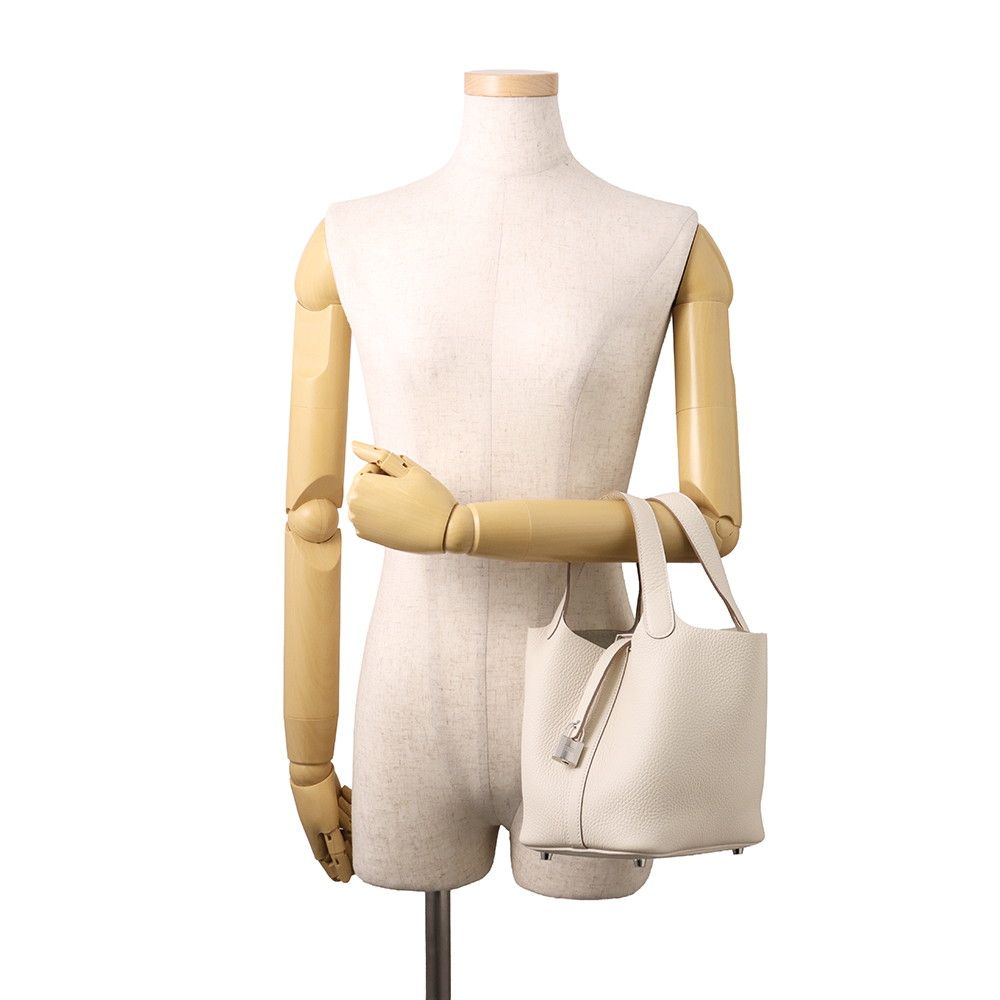 Hermes Handbag Picotin Lock PM Cles Silver Taurillon Clemence