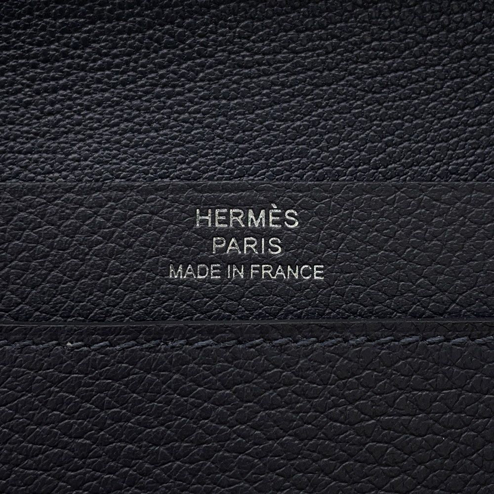 Hermes Card Case Canvas Silver Ever Color Business Holder