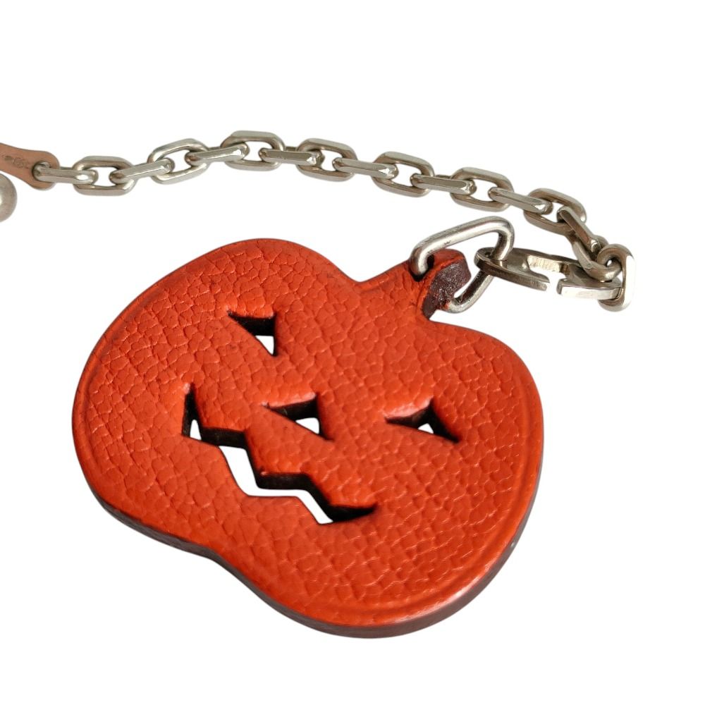 Hermes Leather Pumpkin Charm Orange Keychain