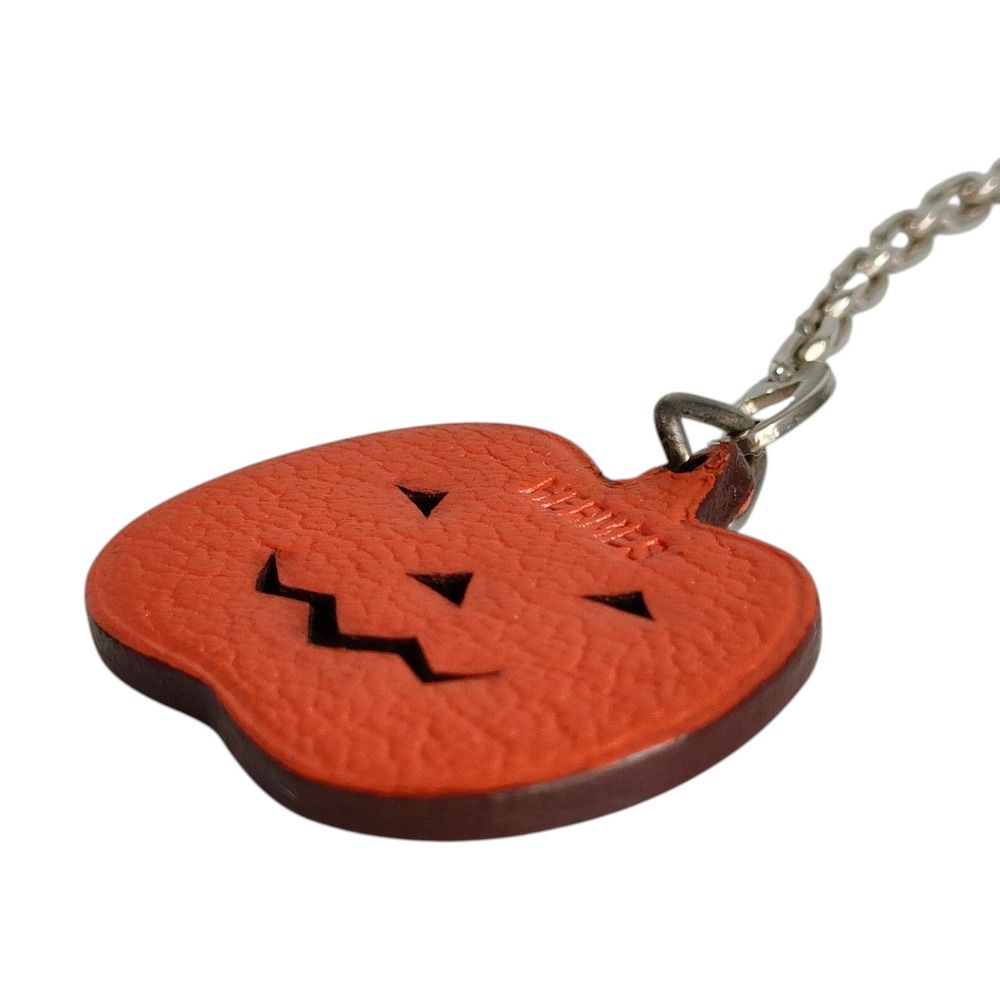 Hermes Leather Pumpkin Charm Orange Keychain