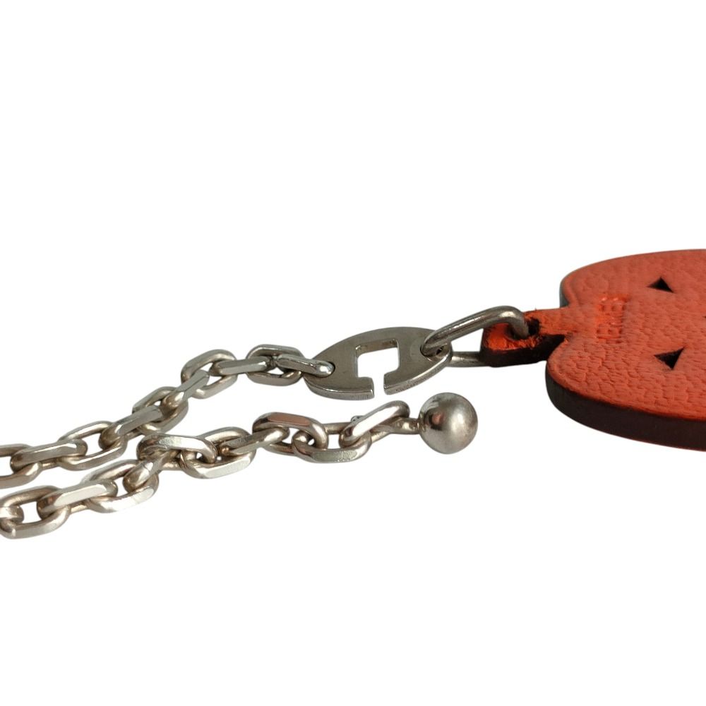 Hermes Leather Pumpkin Charm Orange Keychain