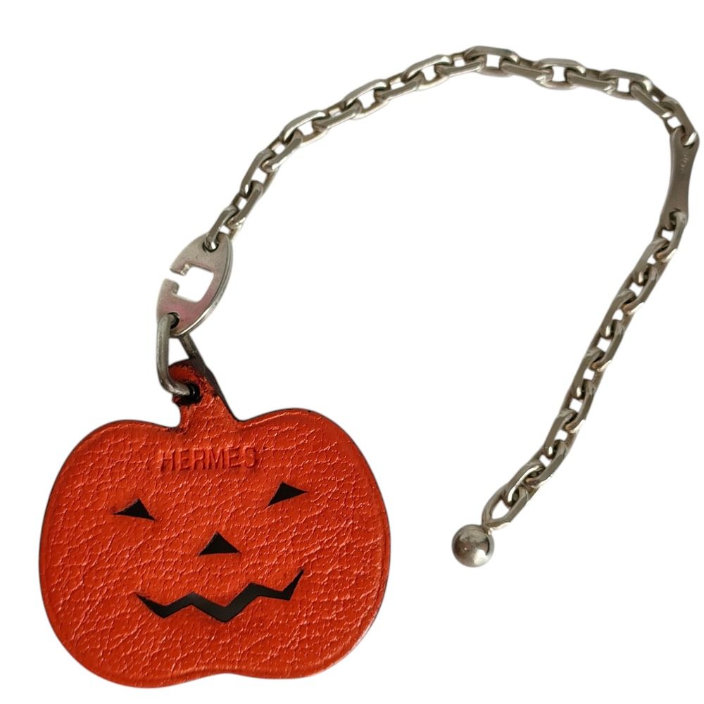 Hermes Leather Pumpkin Charm Orange Keychain