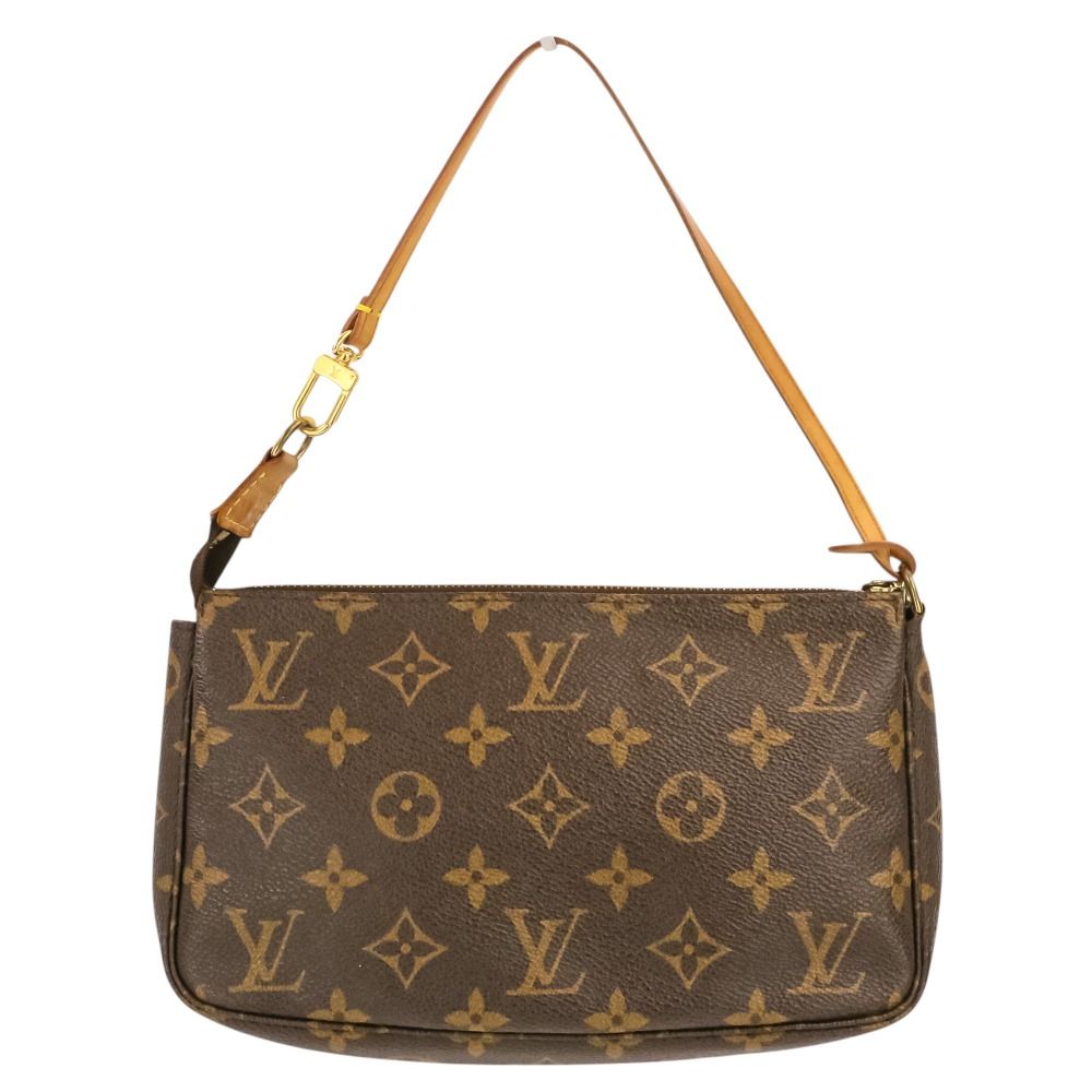 Louis Vuitton Monogram Pochette 2-Way Pouch with Shoulder Strap Brown