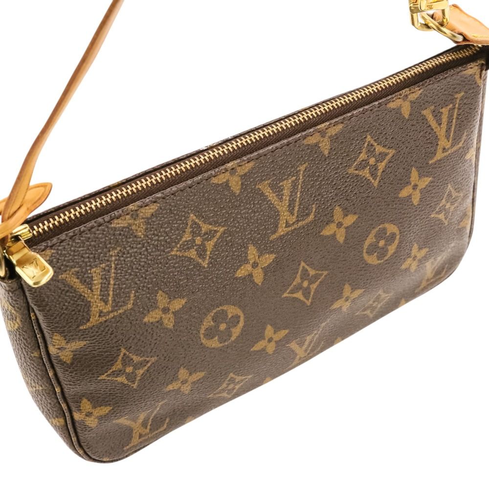 Louis Vuitton Monogram Pochette 2-Way Pouch with Shoulder Strap Brown