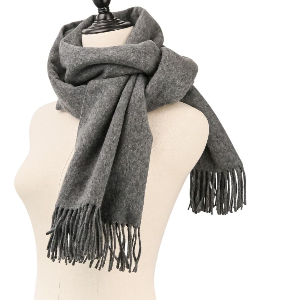 Hermes Cashmere Fringe Large Shawl Scarf Gray