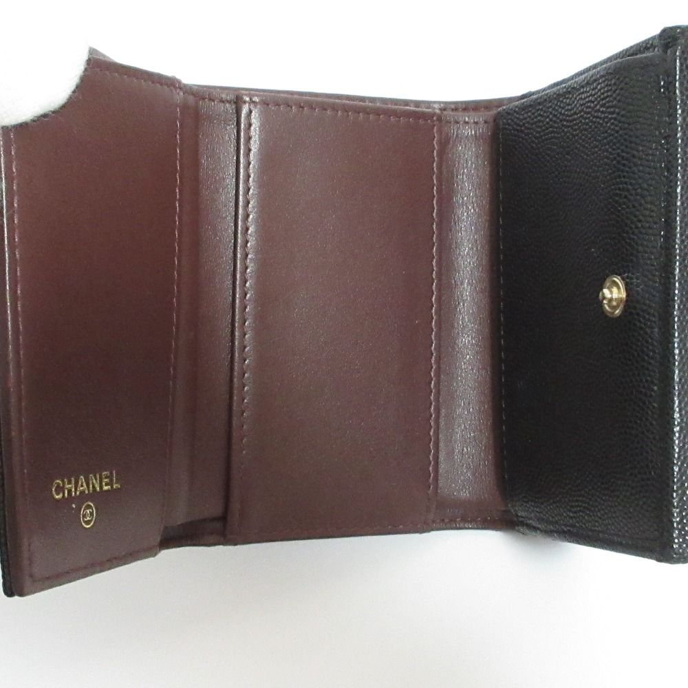 Chanel Caviar Leather Quilted Classic Small Flap Wallet Black