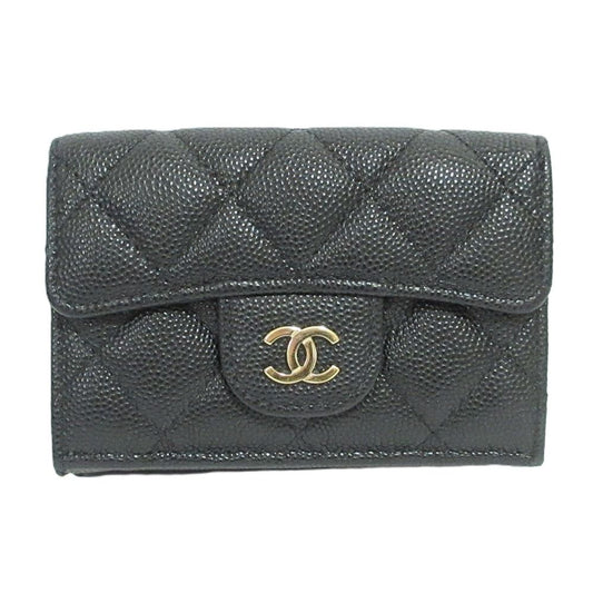 Chanel Caviar Leather Quilted Classic Small Flap Wallet Black