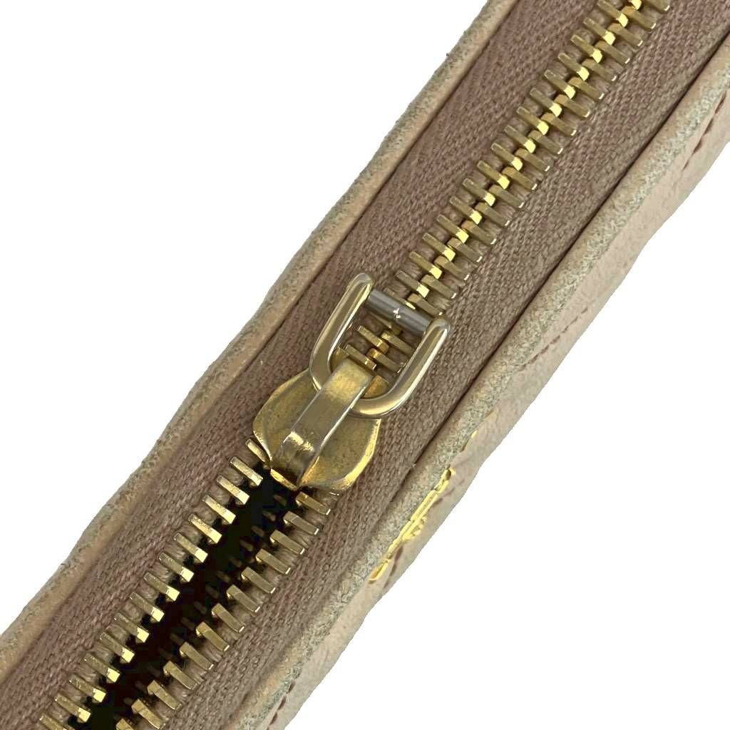 Prada Wallet Leather Quilted Zip Around Logo Gold Beige