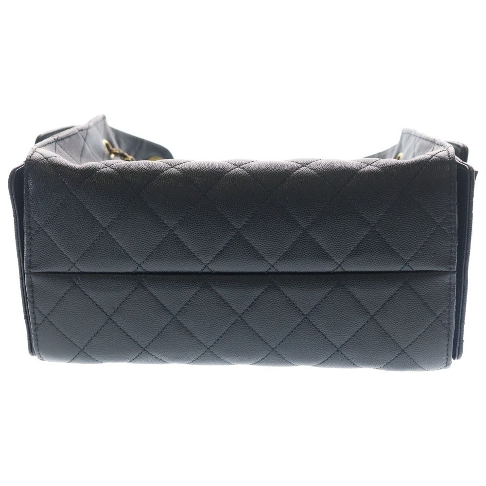 Chanel 25 Small Caviar Leather Chain Shoulder Bag Gold Black