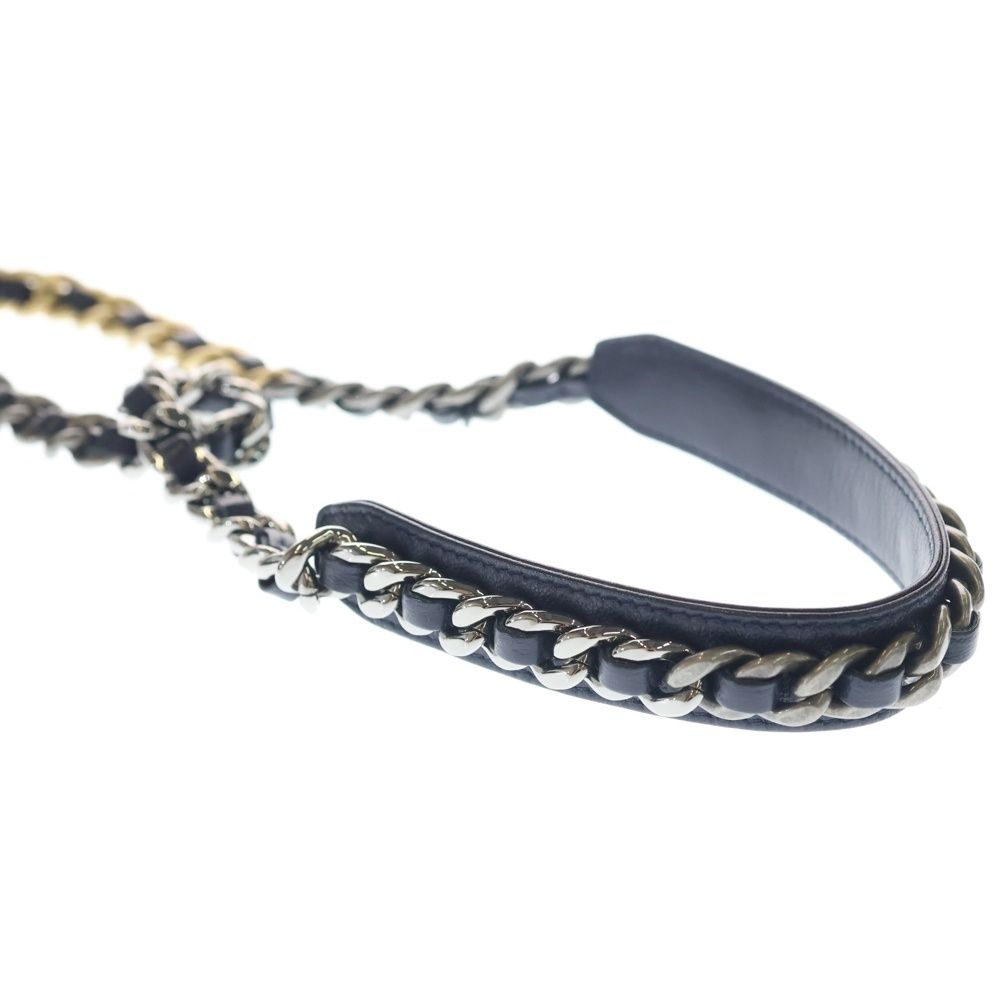 Chanel 19 CC Logo Lambskin Chain Shoulder Bag Navy Gd