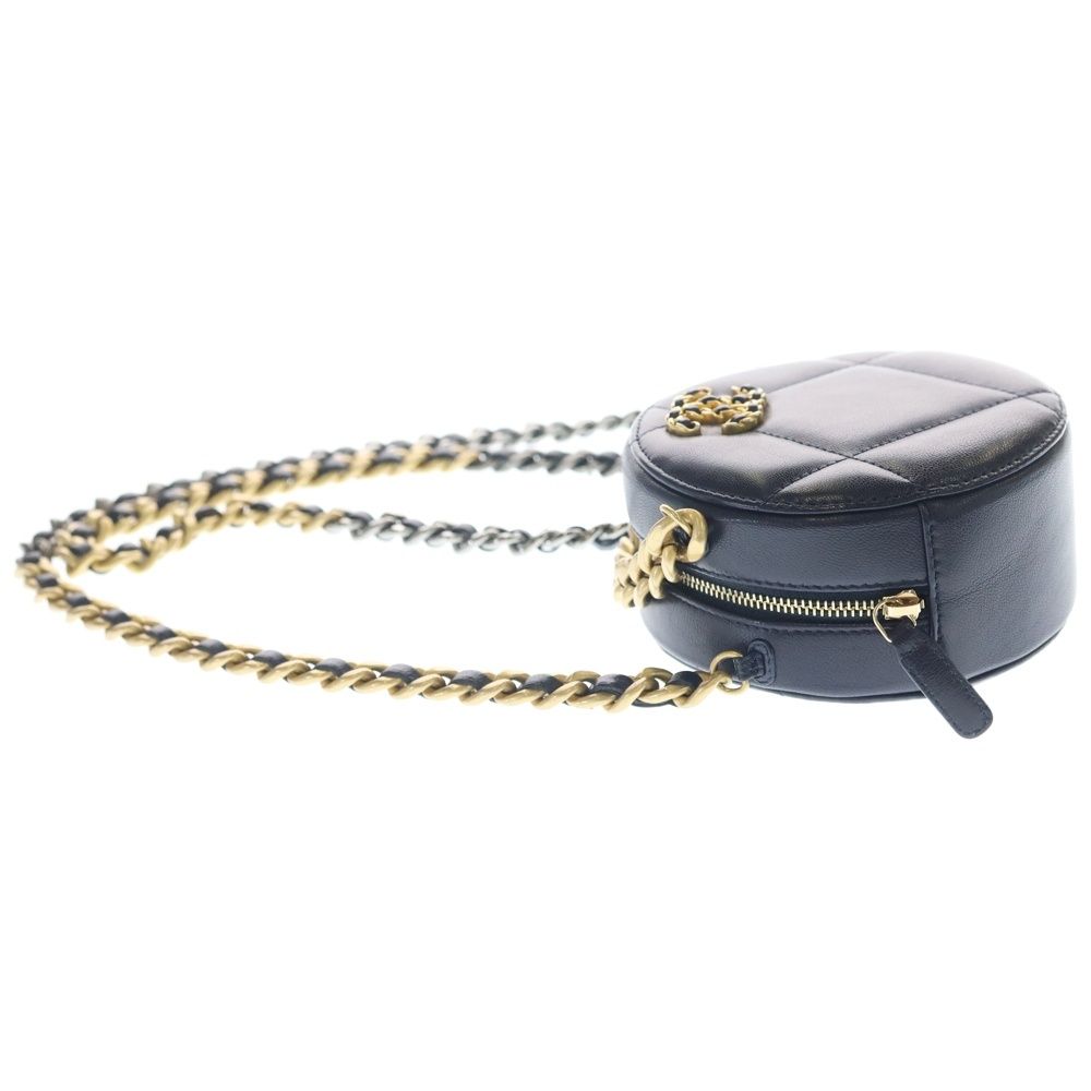 Chanel 19 CC Logo Lambskin Chain Shoulder Bag Navy Gd