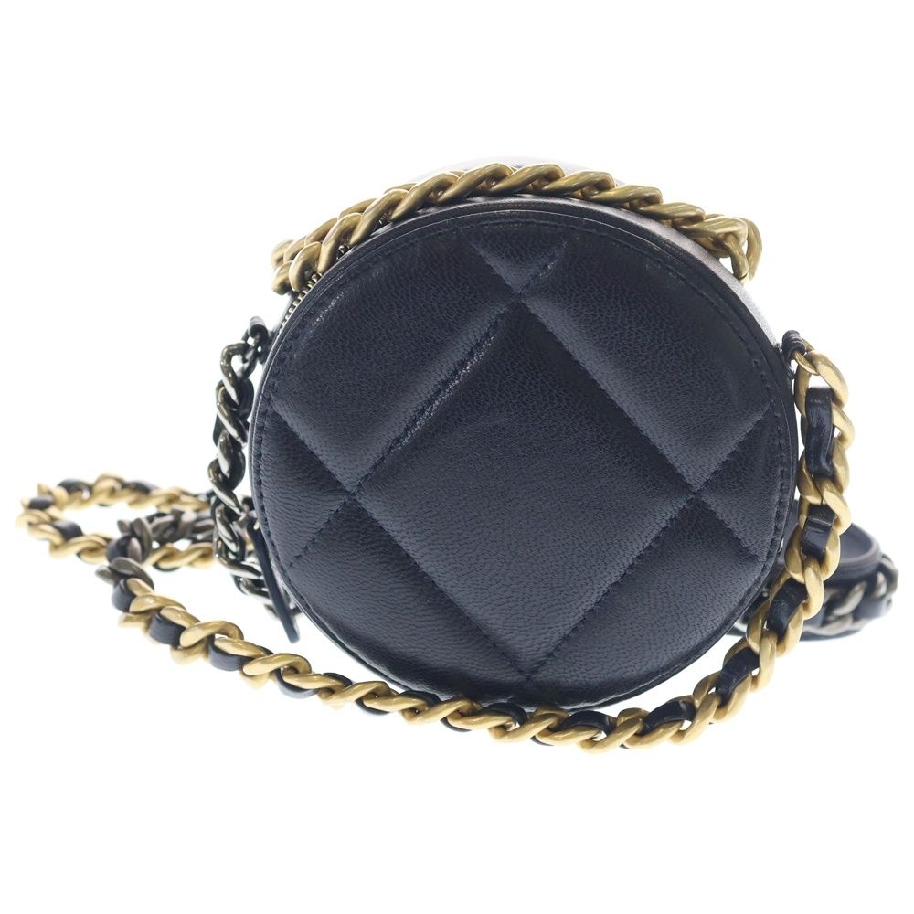 Chanel 19 CC Logo Lambskin Chain Shoulder Bag Navy Gd